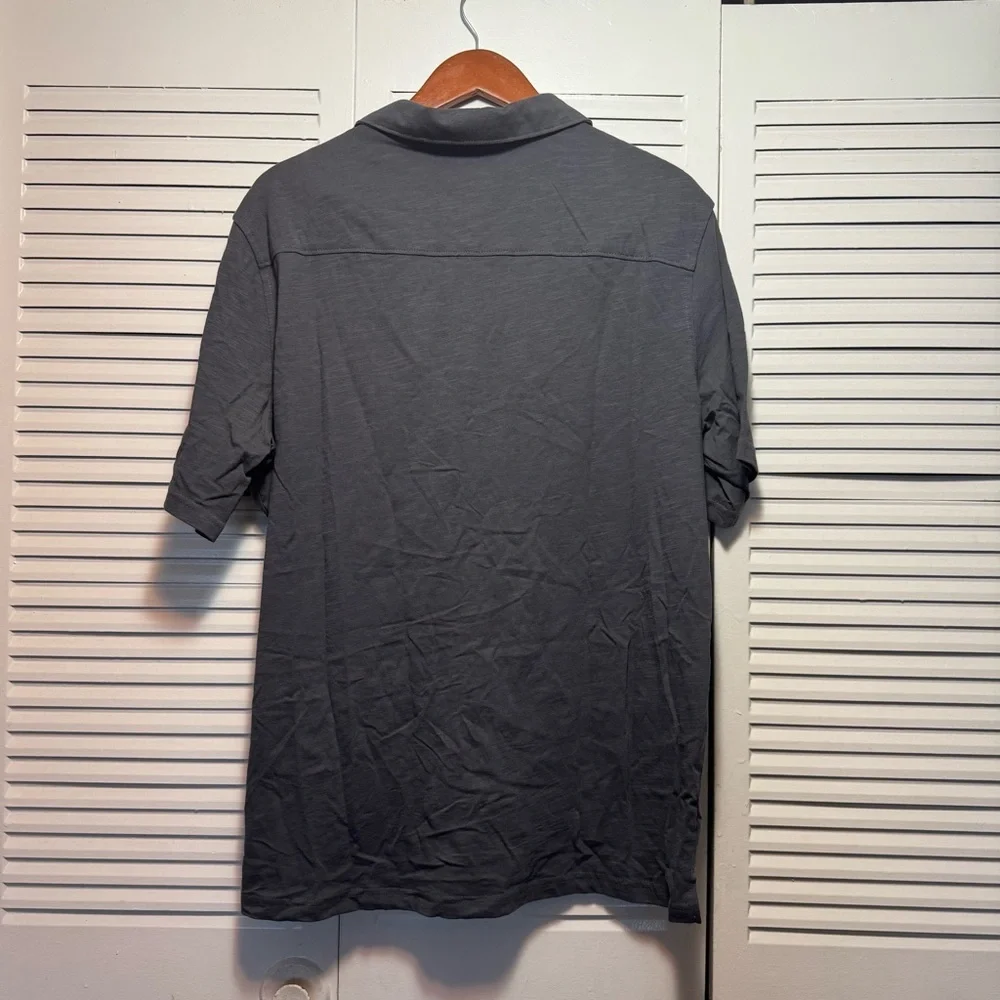 George 100% Cotton Dark Gray Button Down Short Sleeve Shirt Size L - Picture 5 of 5